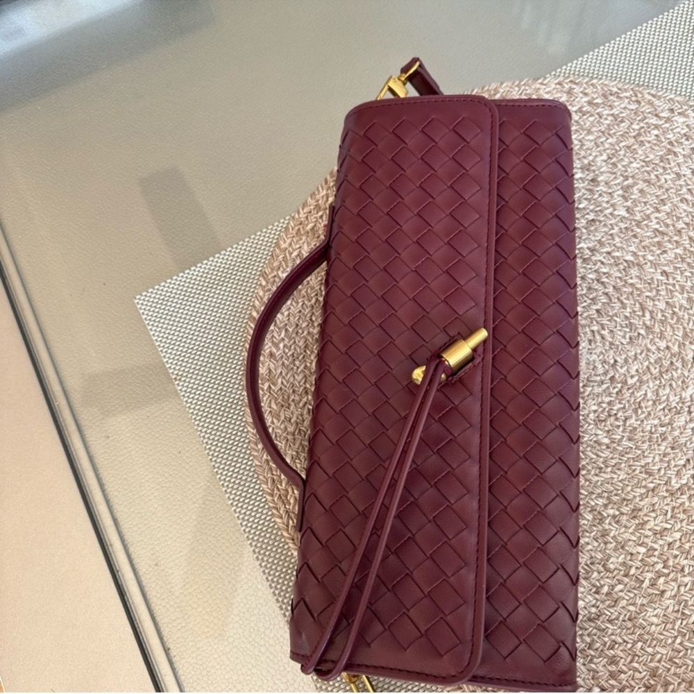 Chic Burgundy Woven Clutch